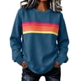 thumbnail image 2 of Ghalytn Women's Oversized Crew Neck Pullover Sweatshirt, Long Sleeve Rainbow Stripe Graphic Relaxed Fit Casual Top, 2 of 6