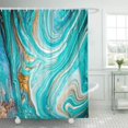 thumbnail image 4 of Marble Shower Curtain Set, Abstract Jade Green Gilding Stripes Shower Curtain, Modern Ink Art Decor Waterproof Fabric Shower Curtain for Bathroom Decor with Hooks, 72X72in, 4 of 5