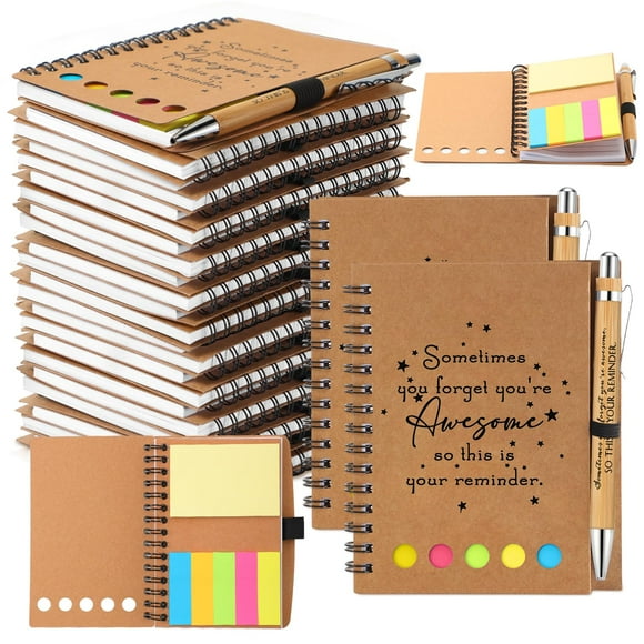 Chuangdi Employee Appreciation Gifts Inspirational Notebook Journal with Sticky Notepad Bamboo Pen Bulk Valentines Thank You Gifts for Teacher Staff