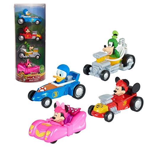 Mickey Mouse Disney Junior Diecast Cars Set de 4 piezas, vehículos de juguete de Just Play