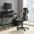 thumbnail image 2 of Linon Braxton Faux Leather High Back Gaming Chair with Swivel and Adjustable Height, 300 lb. Weight Capacity, White, 2 of 16