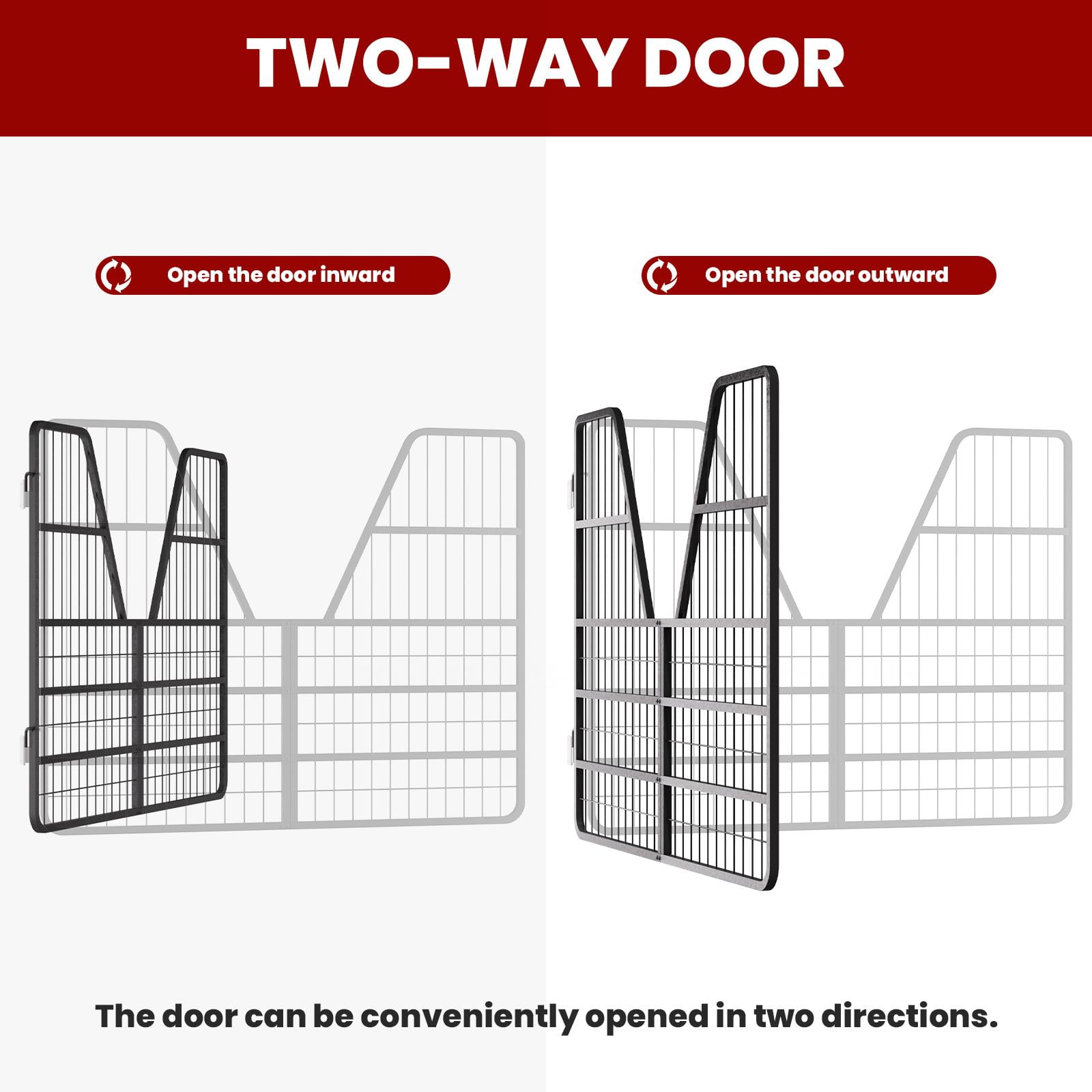 Three Floors Metal Horse Stall Gate, Strongest Heavy Duty Steel Gate for Horse Comfort, Animals Stall Fence  52" × 42"Two Way Door Horse Gate