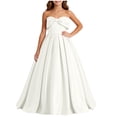 thumbnail image 2 of Shihyeh Girls Strapless Satin Ball Gown With Bow Flower Girl Dress For Wedding Bridesmaid Pageant Birthday Party Floor Length A-Line Dress For Kids Teens, 2 of 9