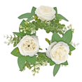 thumbnail image 3 of Corona artificial con anillo de vela de pilar, corona de granja verde, corona bohemia de flores artificiales, para adorno de mesa de Pascua Blanco, 3 of 9