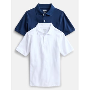 Wonder Nation Boys School Uniform Polo Shirt, 2-Pack
