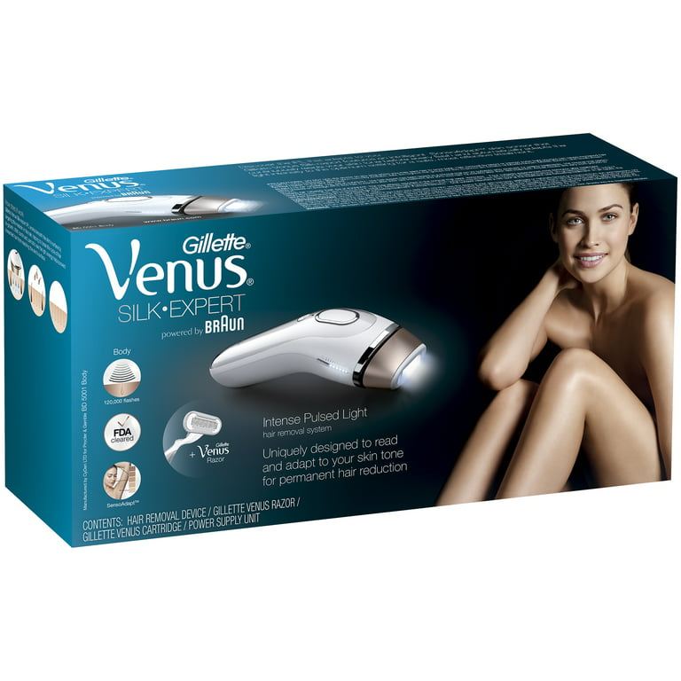 Gillette Venus Silk-expert IPL 5001 (Intense Pulsed Light) Body Hair  Removal System, powered by Braun, with Gillette Venus Razor 