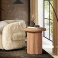 thumbnail image 3 of Kenzie 19.5" Fluted Pillar Round Side Table for Small Spaces - Light Natural Brown Rubberwood, 3 of 7