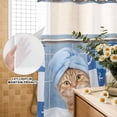 thumbnail image 3 of No Hook Shower Curtain, Funny Cat Shower Curtains for Bathroom with See Through Top Window, Cute Art Modern Lovely Animals on Showering Blue Waterproof & Washable Bath Curtain 60"x72", 3 of 9