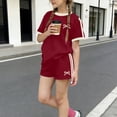 thumbnail image 2 of Edvintorg 2 Piece Outfits for Girls Loose Fit Short Sleeve Crewneck Casual Athletic Shirt and Boyshort Kids Clothes Girls Size 3-14, 2 of 6