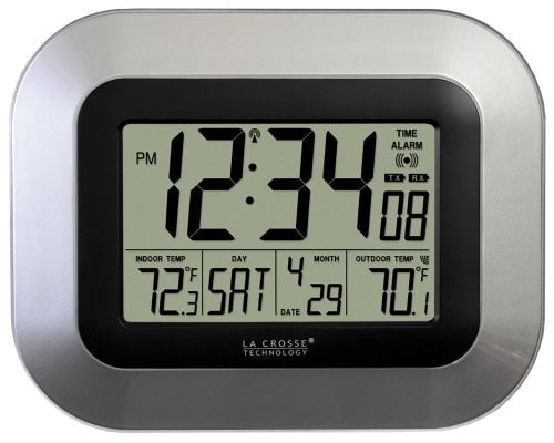 La Crosse Technology Solar Atomic Digital Wall Clock with Indoor Temperature WT-8112U Bronze