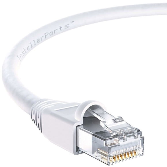 InstallerParts (10 Pack Ethernet Cable CAT6A Cable UTP Booted 20 FT - White - Professional Series - 10Gigabit/Sec Network/High Speed Internet Cable, 550MHZ