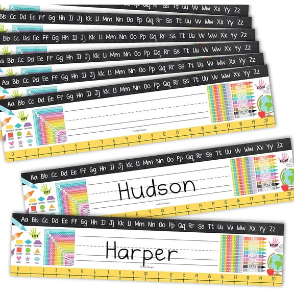 Desk Name Tags for Classroom -25 Student Name Plates for Classroom Kindergarten, Preschool, 1st, 2nd & 3rd Grade, 13x3 Teacher Nameplates for Student Desks, Colorful Nametags