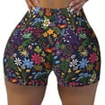 thumbnail image 2 of Lsque Flowers And Birds Pattern High Waisted Biker Shorts for Women-Tummy Control Fitness Athletic Workout Running Yoga Gym Shorts,Moisture-Wicking-, 2 of 9