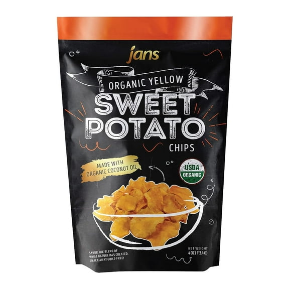 Jans Organic Sweet Potato Chips (Yellow, 4.0 oz) pack of 1