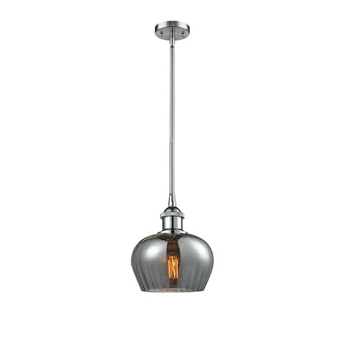 Fenton Polished Chrome Seven-Inch LED Mini Pendant with Smoked Fluted Sphere Glass