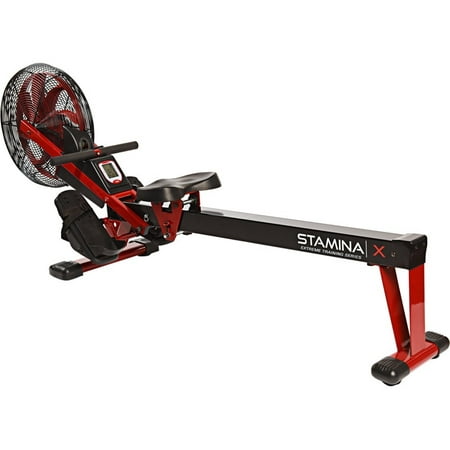 Stamina Exercise Foldable X Air Rower Rowing Machine with LCD Display, Red