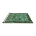 thumbnail image 2 of Ahgly Company Machine Washable Indoor Rectangle Oriental Turquoise Blue Industrial Area Rugs, 7' x 9', 2 of 4