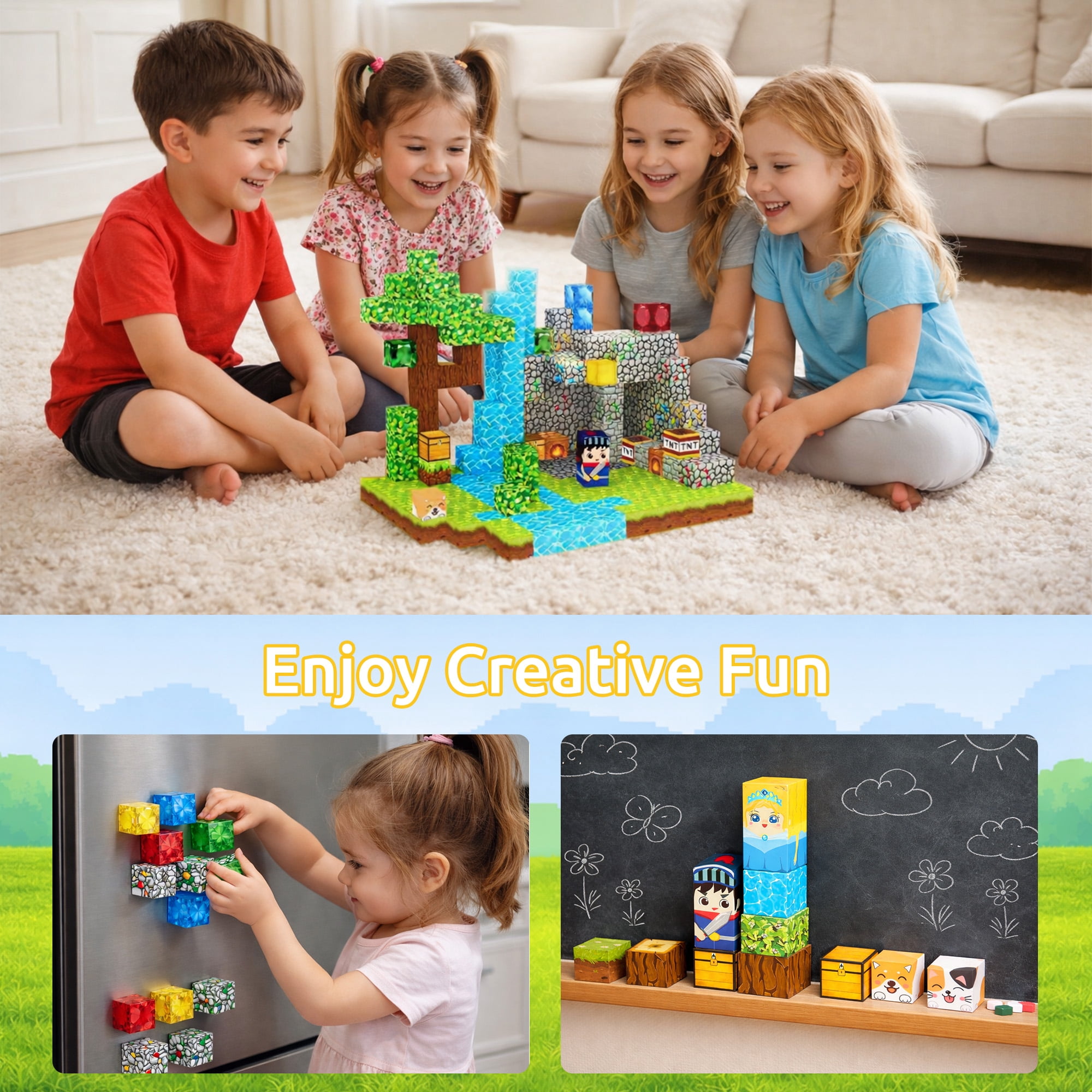 KAIPARA Magnetic Building Blocks, 150Pcs 0.9" STEM Toy Building Sets for Kids Age 3+, Sensory Stacking Toy Ideal Birthday Gift for Kids