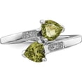 thumbnail image 5 of Sterling Silver Rhodium Peridot & Diamond Heart Ring (Size 6) Made In India qdx811-6, 5 of 5
