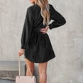thumbnail image 5 of Vestido blusa mujer pana manga larga vestido camisero con cinturón, vestido mini pana largo con bolsillo y tapeta de botones, 5 of 5