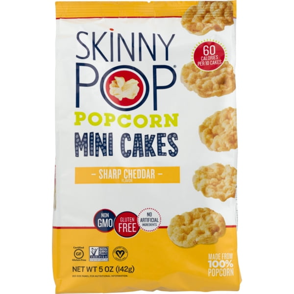 SkinnyPop Mini Popcorn Cakes, Sharp Cheddar, 5 Oz.