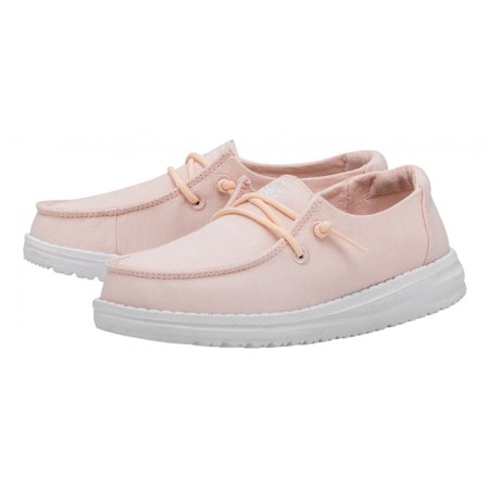 Hey Dude Wendy Youth Slub Canvas 40143-680 Casual Kids Pink Slip-on Shoes FHD022 (Y6)