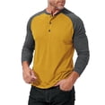 thumbnail image 3 of SUNSIOM Men's Spring Autumn Casual T-shirts Long Sleeve Round Neck Contrast Color Button Up Tops, 3 of 7
