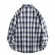thumbnail image 4 of Ceisia Men's Relaxed Plaid Shirt | Long-Sleeve Turndown Collar Casual Top (Navy/Brown) Gift, 4 of 9