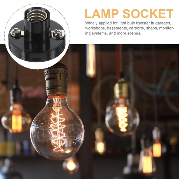 OFFIGAM 5-Pack Black Light Bulb Socket Alloy Material Compatible with Standard Bulbs