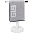 thumbnail image 1 of TShape Hand Towel HolderBath Towel RackStanding with Balanced Base Towel Bar for Bathroom Kitchen Vanity Countertop, Modern Stand Towel Ring with Marble Base ( , Chrome), 1 of 9