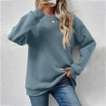 thumbnail image 4 of Jewelreauty Women Solid Color Long Sleeve Sweatshirts Crewneck Comfort Pullover Tops Casual Loose Hoodless Blouses (XL, Sky Blue), 4 of 5
