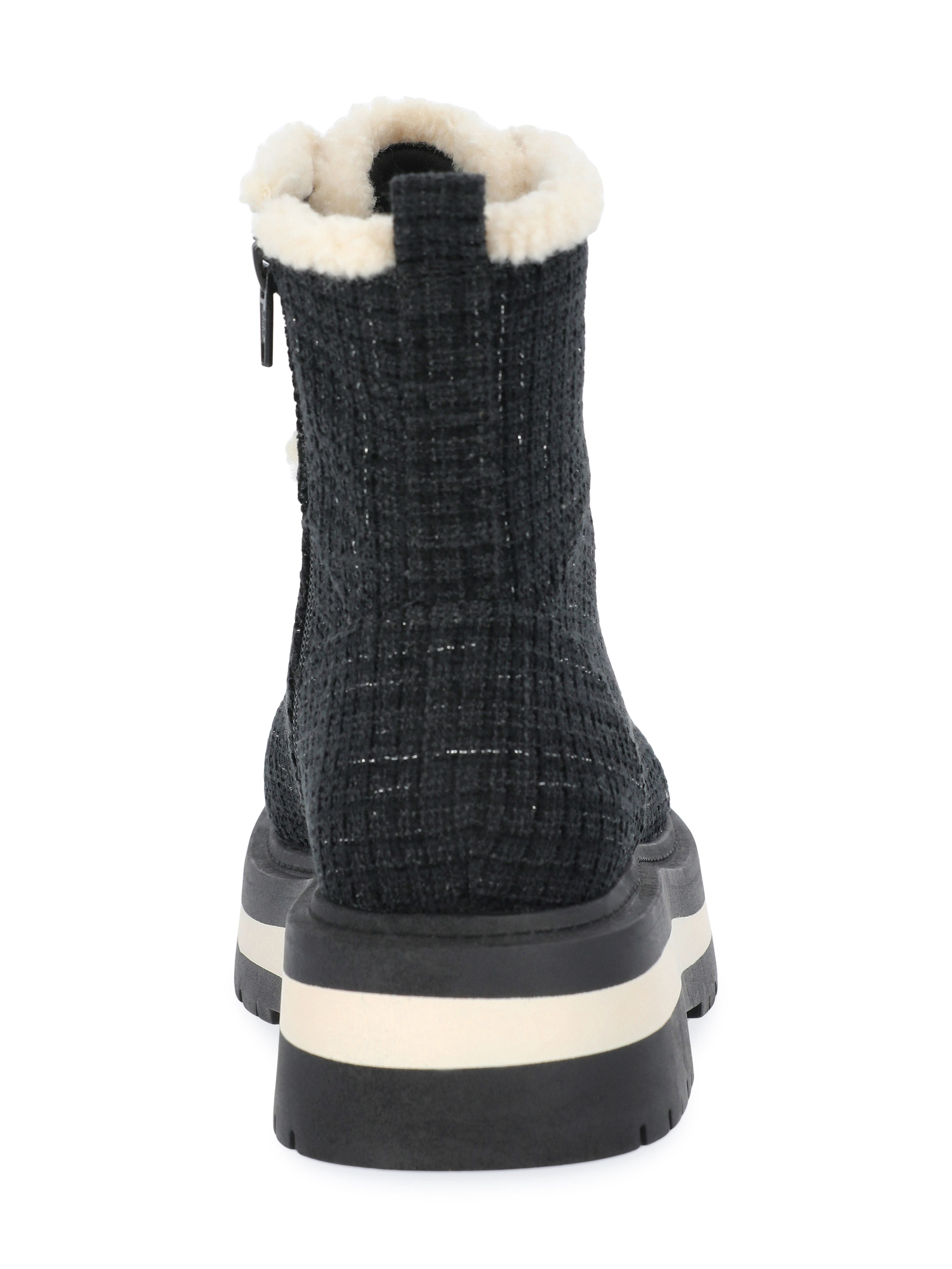 Free Assembly Women's Lace-Up Faux Shearling Plaid Booties