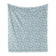 thumbnail image 1 of Floral Soft Flannel Fleece Throw Blanket, Continuous Happy Daisy Flowers Pastel Tones Sketch Retro Illustration, Cozy Plush for Indoor and Outdoor Use, 50" x 60", Mustard Pale Sky Blue, by Ambesonne, 1 of 5
