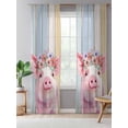 thumbnail image 5 of Sheer Curtains 108 Inches Long, Farmhouse Pig Semi Sheer Curtains Light Filtering Window Treatment, Spring Floral Farm Animal Wooden Privacy Voile Drapes for Living Room Bedroom 52x108 Inch, 5 of 7
