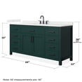 thumbnail image 4 of Beckett 66" Green Single Vanity & Giotto Quartz Top (3-Hole) & Black Trim, 4 of 5