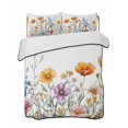 thumbnail image 2 of Quilts Twin XL Size, Spring Floral Soft Comforter Bedding Set for Bed, Yellow Pink Flowers Pastoral Lightweight Quilted Bedspread with Pillow Cover(2 Pieces) for All Season, 68x98 Inch, 2 of 6