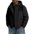 thumbnail image 2 of Lumtrix Men'S Color Block Hooded Rain Jacket Windproof Waterproof Zip Up Coat Lightweight Outdoor Hiking Windbreaker Coat Black XL, 2 of 7