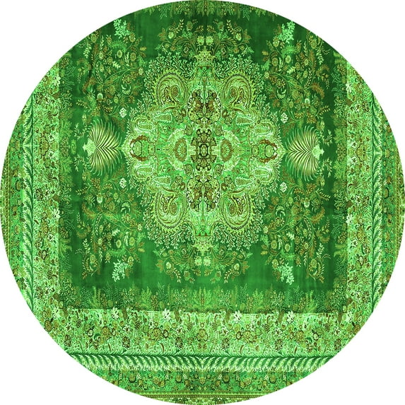 Ahgly Company Indoor Round Persian Green Traditional Area Rugs, 8' Round
