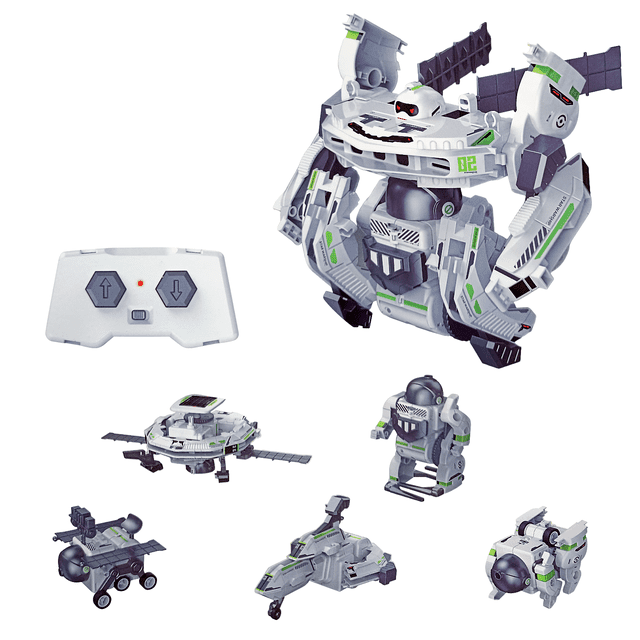 Juguete Robots Espaciales a Control Remoto 2.4Ghz Bloques de Construcción 6 en 1 para Niños gris Grande