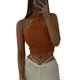 thumbnail image 1 of Camisola de punto para mujer VISgogo, camiseta sin mangas con cuello colgante cruzado de Color sólido de estilo informal para mujer, camiseta Base delgada VISgogo moda, 1 of 9