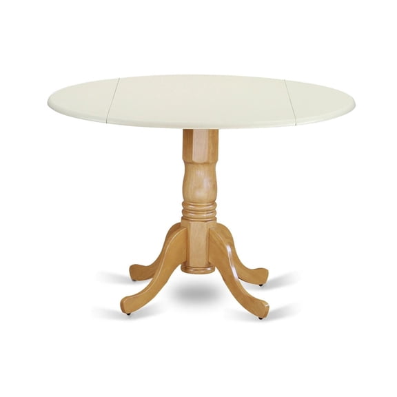 Linen White and Oak Round Kitchen Table - Comfortable and Stylish Dining Room Furniture
