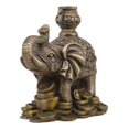 thumbnail image 2 of Feng Shui Auspicious Elephant With Trunk Up Standing On Gold Ingot Coins Statue, 2 of 9