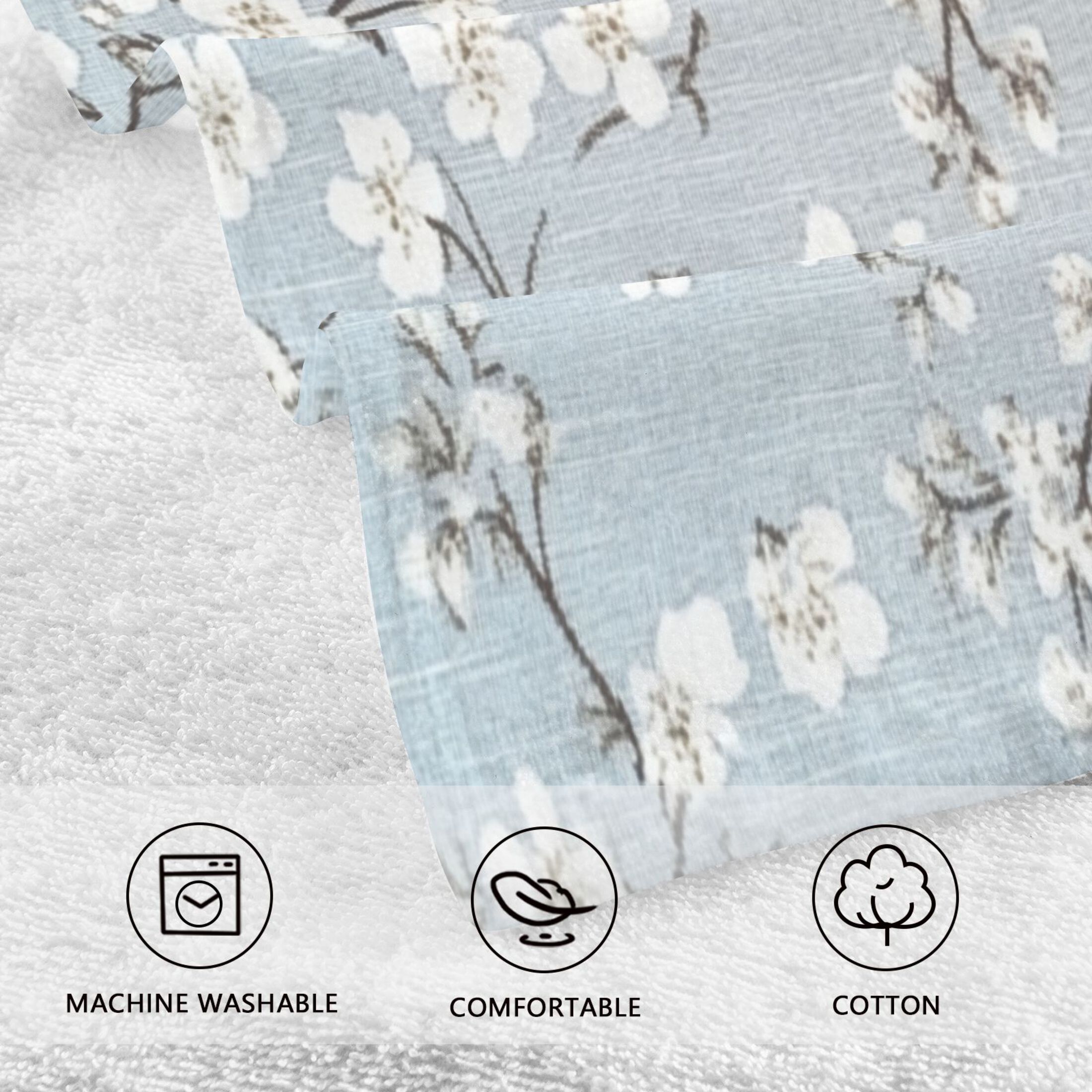 Cotton Towel Two-Piece 16x28 Inch One Sizex2 Face Towel Set Towel Set Cotton Hand Bath Towel Bathroom Beach Pretty White Cloth Flowers