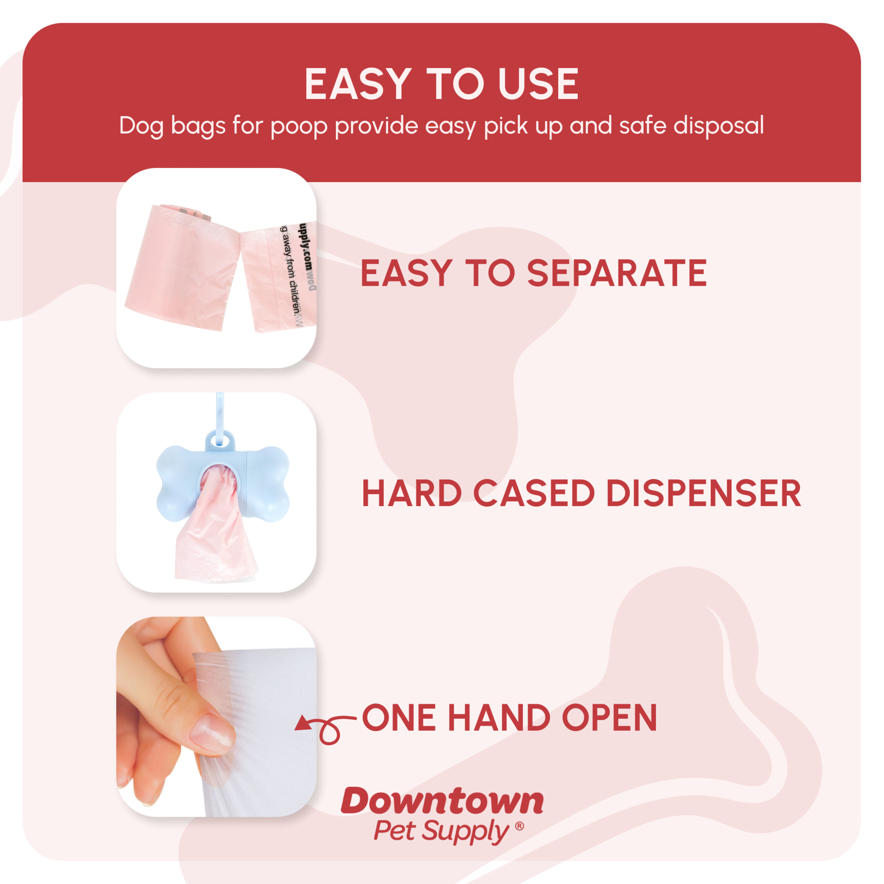 Downtown Pet Supply Dog Poop Bags with Holder, 180 Count photo 3
