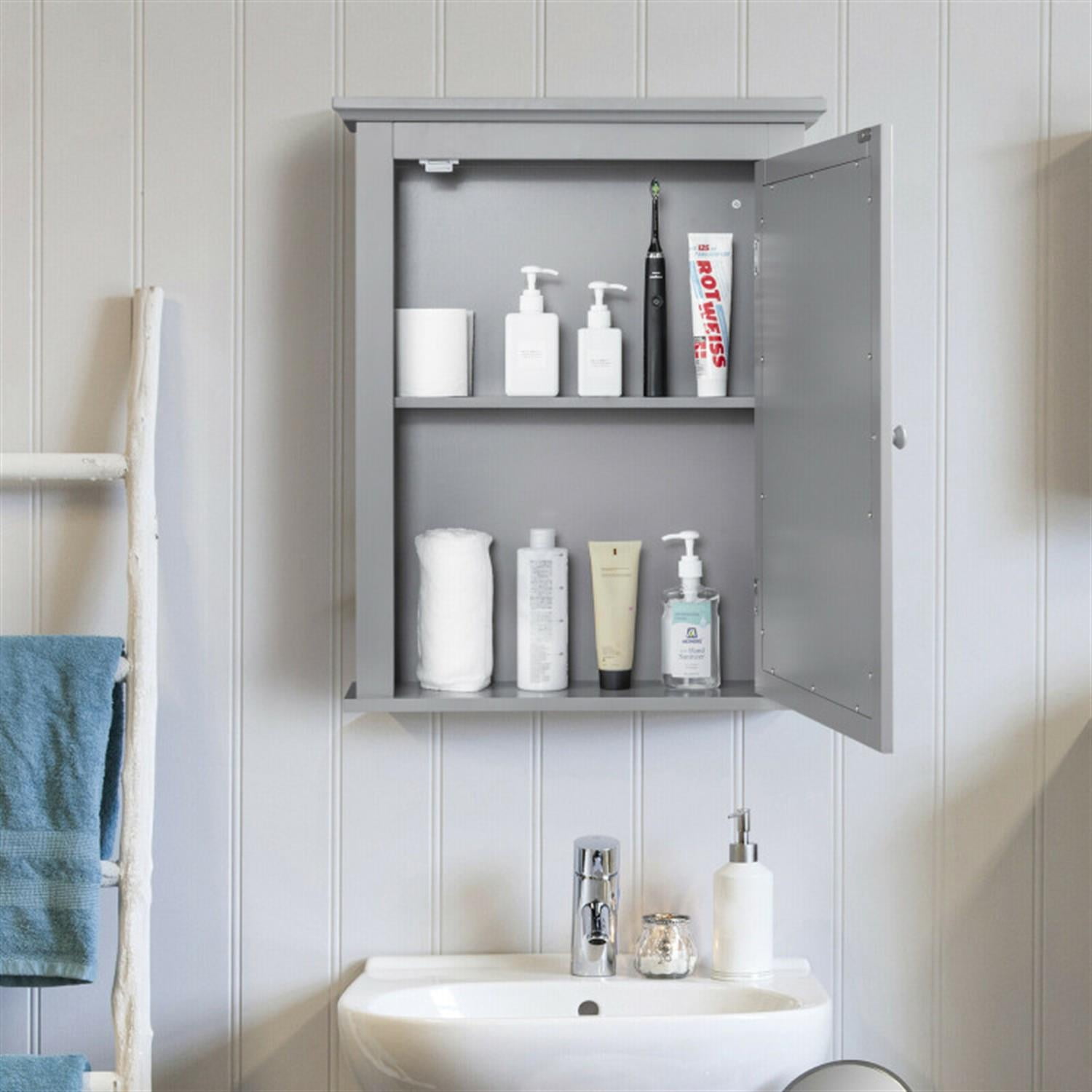 Demi Bonn Bathroom Wall Cabinet, Wall Mounted Bathroom Mirror Cabinet, Bathroom Wall Mounted Storage Mirror Medicine Storage with Adjustable Shelf, Gray