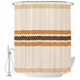 thumbnail image 2 of Horizontal Striped Shower Curtains for Bathroom, Modern Simple Leaf Lines Rustic Orange Waterproof Fabric Shower Curtain, Decorative Bathroom Curtain for Bathtub, 72"x72", No Hooks Included, 2 of 9