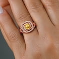 thumbnail image 4 of Gem Stone King 18K Rose Gold Plated Silver Yellow Citrine and White Moissanite Ring for Women (1.84 Cttw, Gemstone Birthstone, Cushion Cut 6MM, Size 8), 4 of 4