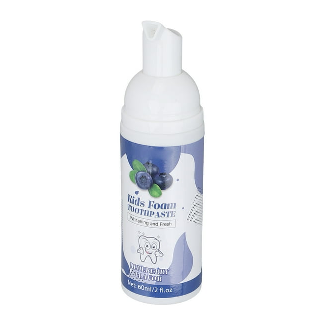Children Mousse Toothpaste, Blueberry Flavor Fluorine Free Whitening Push Type Cruelty Free Children Foam Toothpaste For Travel For Kids ANGGREK JH1411