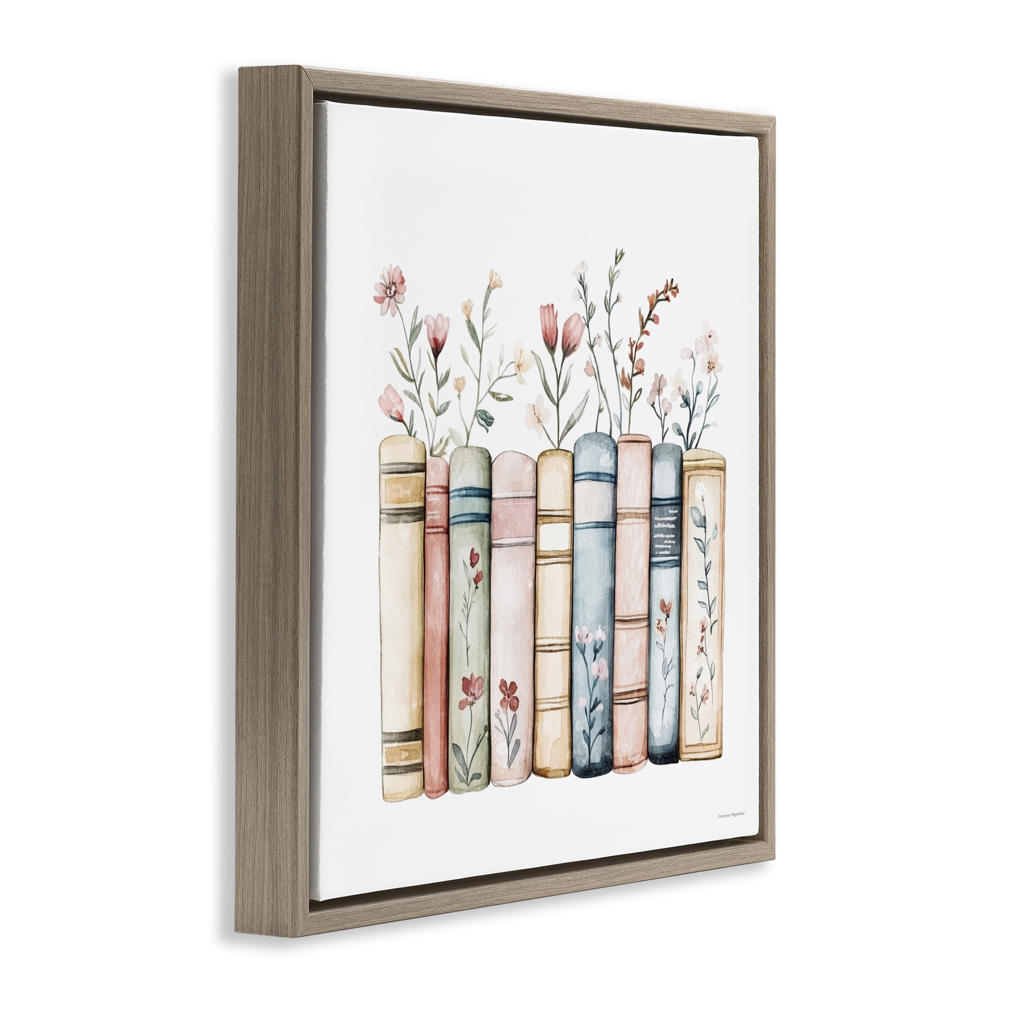 Stupell Industries Words That Blossom Brown Framed Floater Canvas Wall Art, design by Svetlana Aleynikova