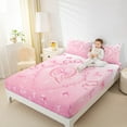 thumbnail image 4 of Manfei Girly Pink Monogrammed Q Full Size Sheets, Princess Cartoon Bowknot Bed Sheets, Sequin Print Sheet Sets, Breathable Home Decor, 4-Piece, 4 of 7